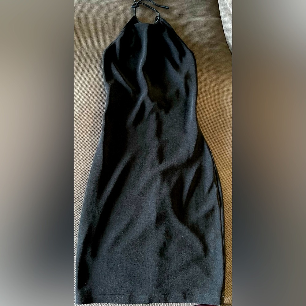 Elegant Black Backless Halter Dress